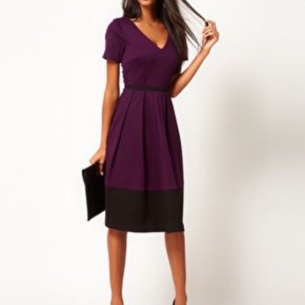 ASOS Midi Dress - Plum with black hem